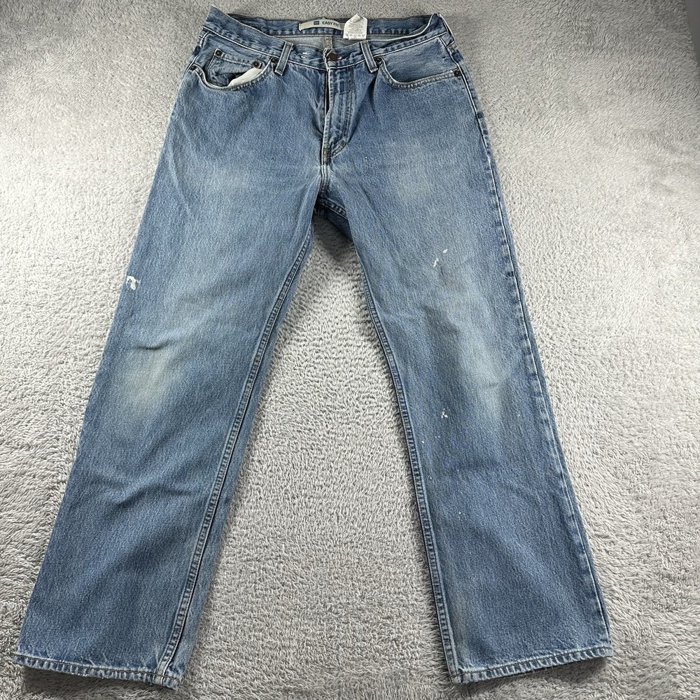 VINTAGE Gap Jeans Mens 33x30 Easy Fit Faded Distress Paint Stain 90s‎ Y2K